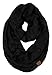 Funky Junque Super Soft Warm Infinity Scarf for Women, Cable Knit Circle Wrap for Fall and Winter - Black