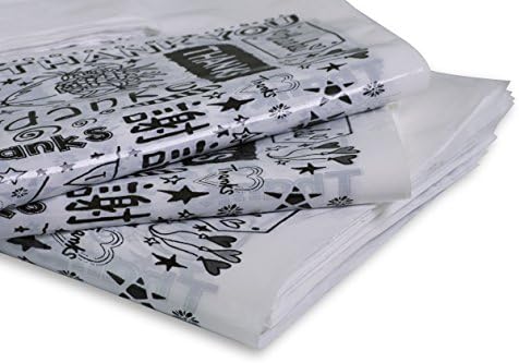 Merchandise Plastic Bags in Bulk (100 Pack) - GLOBAL THANK YOU DESIGN Shopping Bag with Handles For Retail Stores / Boutiques / Books / Clothes Supermarket and More - 9 x 12, White Low Density