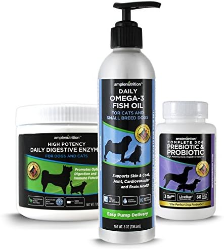 Vitality Pro System For Small Dogs - Contains 1 60 Tablet Complete Prebiotic &amp; Probiotic, 1 Jar of Daily Digestive Enzymes, and our 8oz. bottle of Daily Omega 3 Fish Oil