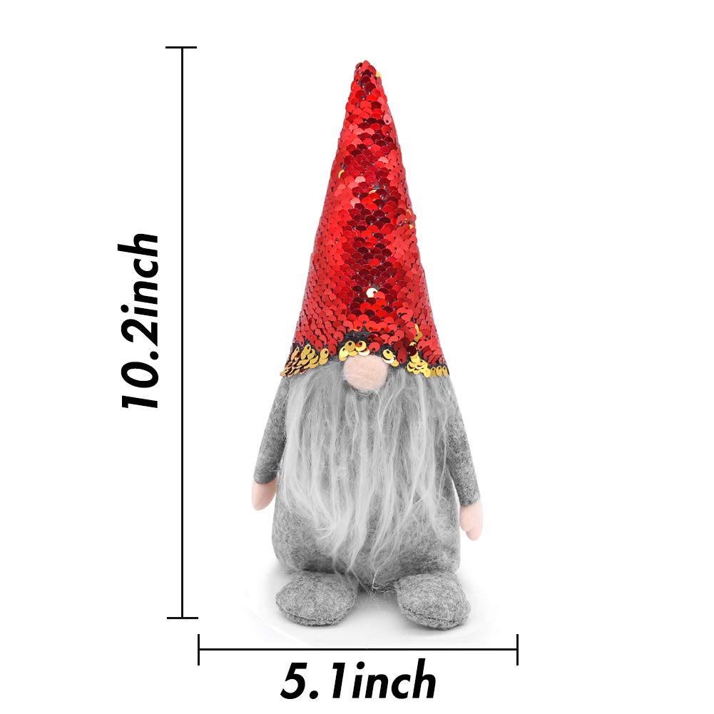 FuturePlusX Swedish Santa Gnome Plush, 1PCS Double Sequins Scandinavian Tomte Santa Scandinavian Gnome Plush for Christmas Santa Decoration Table Decor