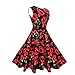 MaggieX Vintage 1950's Floral Sleeveless Cotton Vintage Garden Party Cocktail Dress (S, Q001-3)