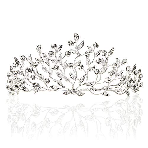 Nipoo Wedding Tiara - Rhinestone Crystal Princess Tiara for Women and Girls at Wedding, Birthday Party, Prom - Sliver