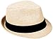 AbbyLexi Women's Straw Fedora Hat Short Brim Sun Hat Natural, L/XL