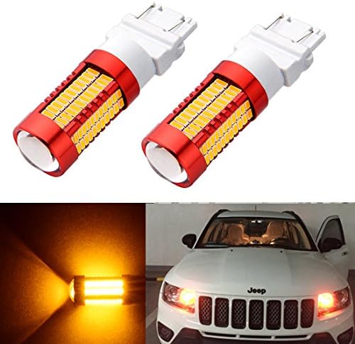 Extremely Bright 106 Lamp beads 4014 Chipset T25 3056 3156 3057 3157 LED Bulbs Tail Brake Light Back Up Reverse Lights,Brake Lights,Tail Lights, 12V-24V (Amber Yellow)