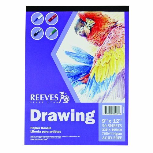 Reeves 9-Inch by 12-Inch Drawing Paper Pad, 50-Sheet