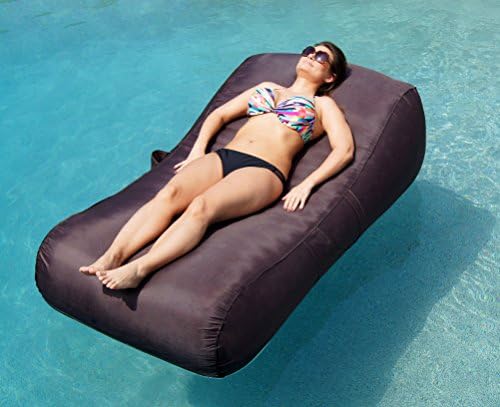 Aquadolce Pool Lounger - Deluxe Oversized Pool Float with Durable ESPRESSO Nylon, Luxury Living Inflatable Chaise Lounger