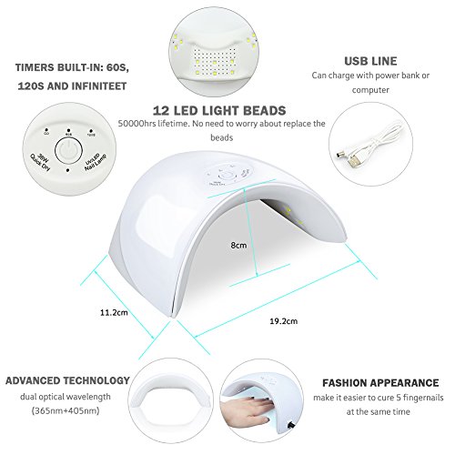 Coscelia 6 Colors Gel Nail Polish Starter Kit 36W LED Nail Dryer lamp Base Top Coat Manicure Tools Nail Art Design - Thumbnail 4