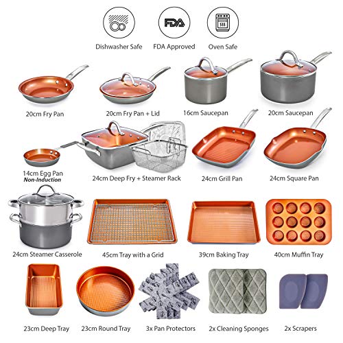 Home Hero Copper Pots and Pans Set 23pc Copper Cookware Set Copper Pan
