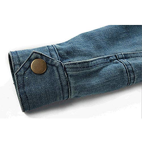 MODOQO Men's Hoodies Long Sleeve Washed Denim Jackets Warm Jeans Coats Outwear (Blue,3XL)