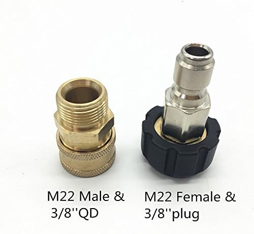 YOKING Coupler and Plug Kit for High Pressure Washer, YK-24B, 3/8-inch Plug(with M22 Female) & 3/8-inch QD(with M22 Male)
