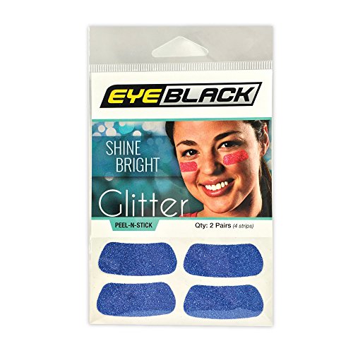 image for EyeBlack Blue Softball Glitter Eye Black Strips, 2 Pair