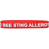 Bee Sting Allergy Medical Alert Wristband Bracelet in Red