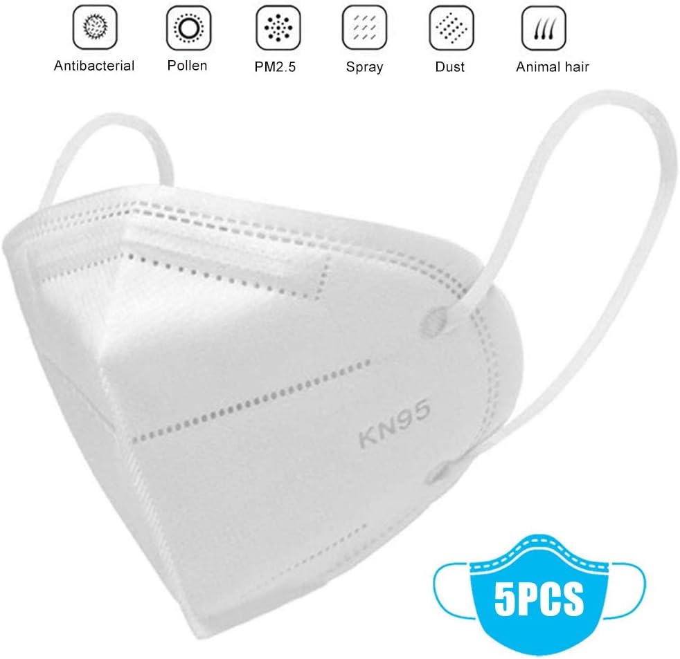 Explopur 5PCS N95 Face Ma-sk Disposable Anti PM2.5 Anti Particle Ma-sk Breathable Dustproof Mouth Ma-sk