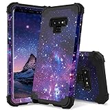 YINLAI Note 9 Case Samsung Galaxy Note 9 Case 3 Layer Heavy Duty Full Body Shockproof Slim Hybrid Soft Silicone Rubber Rugged Bumper Hard PC Cover with Space Stars Design Phone Cases Purple Space