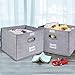 Foldable Storage Box with lids, Decorative drawers Bins Baskets with Sturdy Plastic Handles for Clothes, Closet, Bedroom, office, White with Printing 2 pack