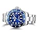 REGINALD Men's Luminous Watch Rotatable Bezel Sapphire Glass Blue Dial Stainless Steel Quartz Watches 40M