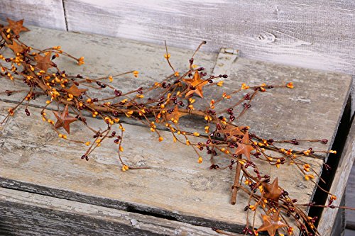 Pip & 3-D Rusty Star Garland, 40" - Burgundy and Gold
