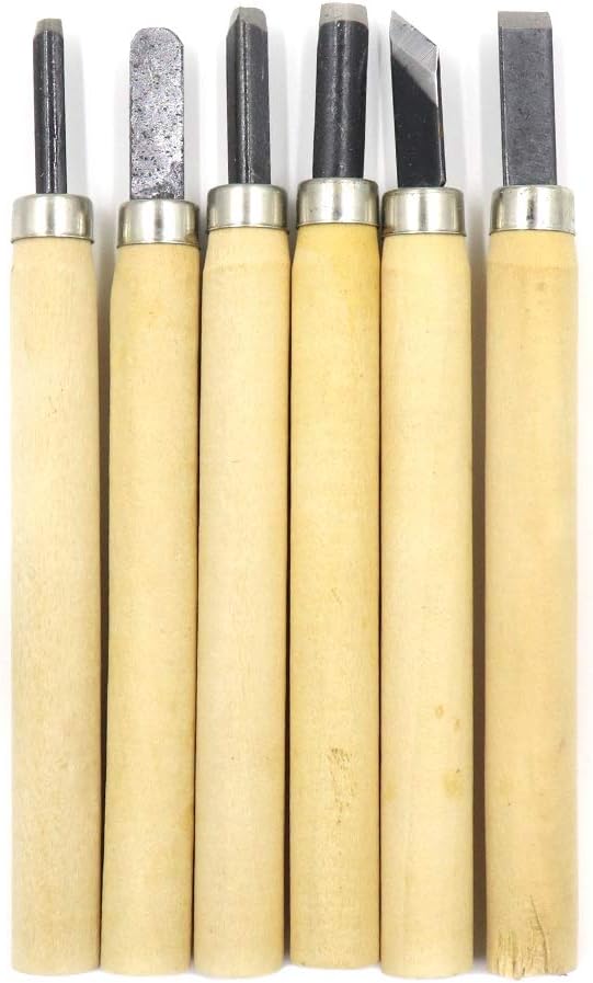 Mecion 6 Pcs Wood Carving Tools Set for Rubber Stamp, Paper, Woodworking & More for Kids & Beginners