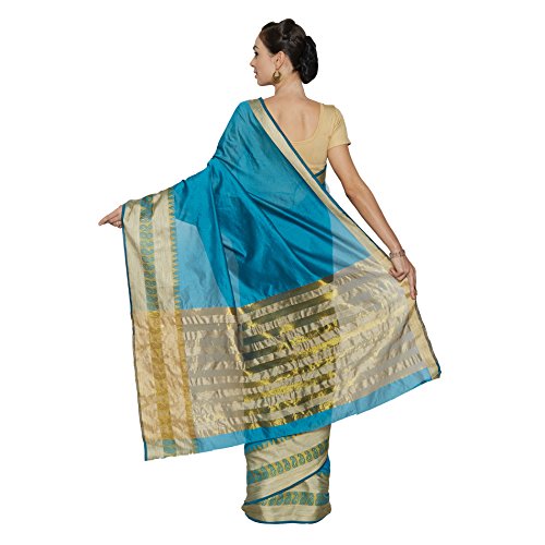 Viva N Diva Sky Blue Banarasi Art Silk Saree With Unstitched Blouse Piece - Image 3