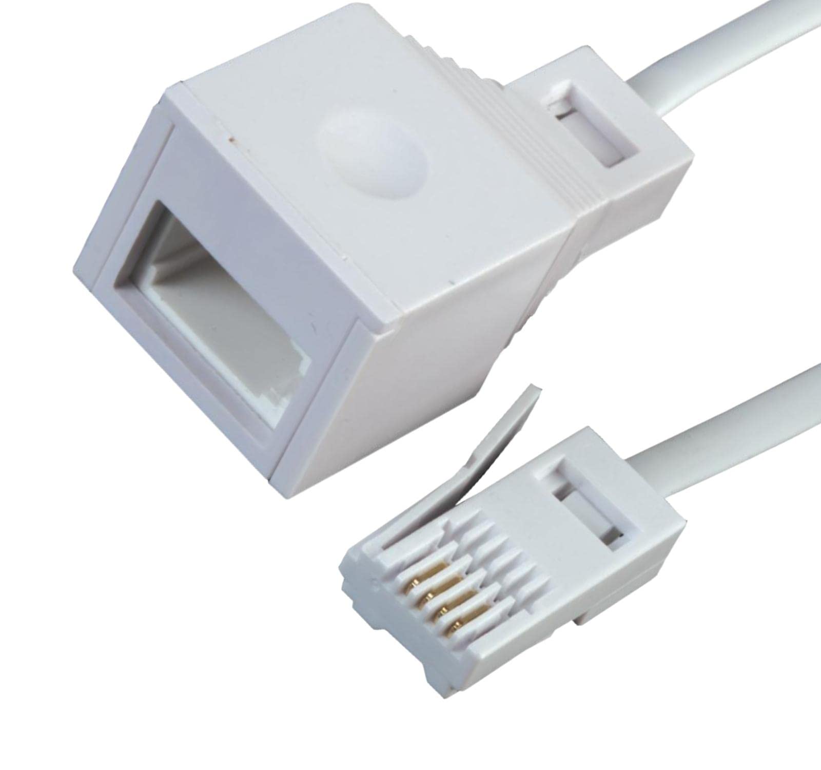 Relloh BT Telephone Extension Cable - White Male to Female Easy Install Extension Cable Stable Signal For BT Landline Home Office Fax Modem - (3m)