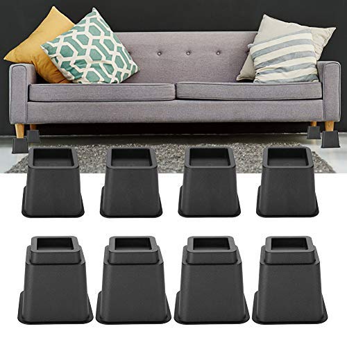 GOTOTOP Bed Risers Heavy Duty Furniture Risers Set 8 Pcs Premium Adjustable Furniture Risers with Strong Space Saving Bed Table Chair Sofa Riser Feet Lift Set 4 x 5& 4 x 3(Black)
