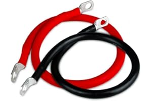 QKUDNGHY Battery Cable 6AWG 12 Inch Battery Power Inverter Cables Set with 3/8" Lugs Terminals 6Gauge x12 in (1 Black & 1 Red) for Car Marine Solar ATV Lawn Mower RV Motorcycle (6AWG, 12-Inch)