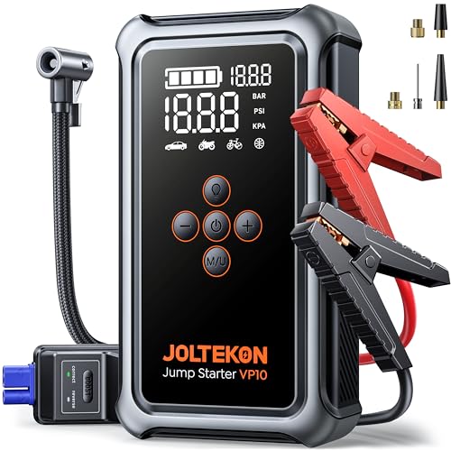 Joltekon Car Battery Jump Starter with Air Compressor 6000A 150PSI, Car Jumper Starter Portable (All Gas/10L Diesel), Jump Box Car Battery with Auto-Shutoff Tire Inflator, Jumper Cables and Light