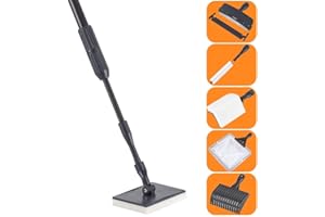 hygger Carbon Fiber 6 in 1 Aquarium Cleaning Tool Kit Al-gae Scraper Scrubber Pad Sponge Telescopic Handle Fish Tank Brush Cleaner Set for Saltwater Freshwater