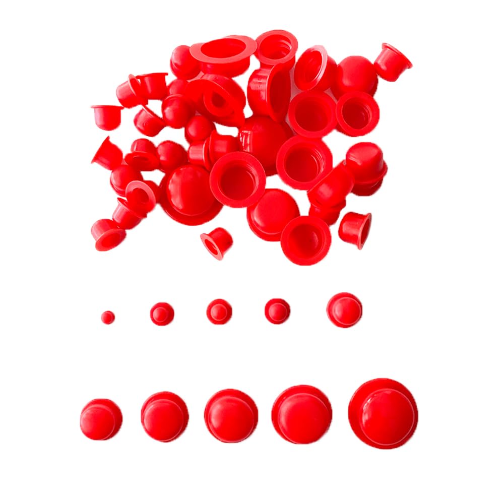 HLIWS 125 PCS 10 Sizes Rubber Pipe Plugs, Round Rubber Plugs, Cylindrical End Caps, Suitable For Living Room, Kitchen, Bathroom(Red) — image 1