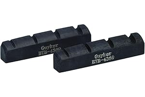 Guyker Bass Guitar Bone Nut - 4 String Flat Bottom Pre-Slotted Bone Nuts Replacement Parts Accessories for PB JB Precision Bass Jazz Bass Set of 2 Black, 43x6x9mm BTB4369