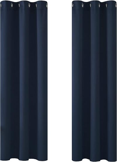Deconovo Ring Top Blackout Curtains Navy Blue 42 x 72 2 Panels Eyelet