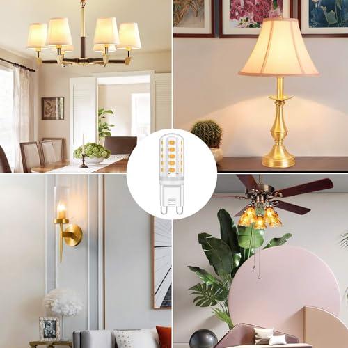 LED Light Bulbs G9 Warm White 3000K, 5W Equivalent 40W Halogen Bulb, Non-Dimmable, 360° Beam Angle, No Flicker G9 LED Lamps, AC 220-240V, (Pack of 5)