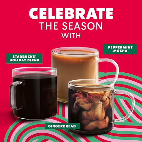 STARBUCKS FLAVORED COFFEE K-CUP PODS, GINGERBREAD FOR KEURIG BREWERS, HOLIDAY LIMITED EDITION, 10 COUNT