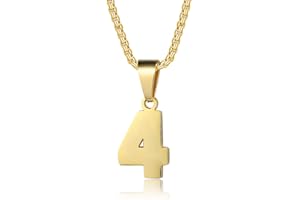 SUSOOK Number Necklaces Personalized Necklaces 18K Gold Plated Initial Number Pendant Stainless Steel Chain Sports Necklaces for Men Women