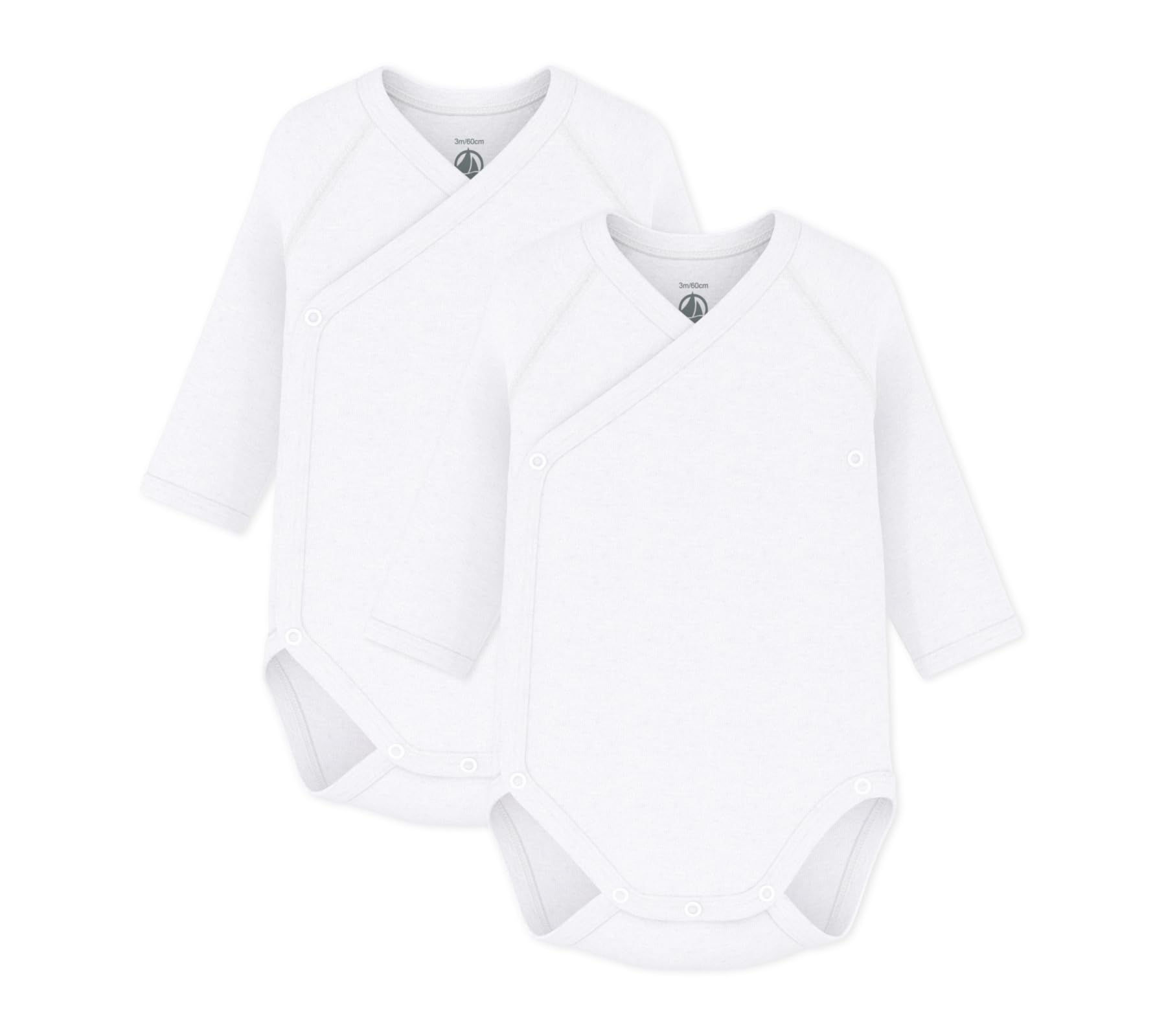 Petit Bateau Unisex Babies’Long Sleeve Newborn Body (Pack of 2) , Variant 1, 12 months