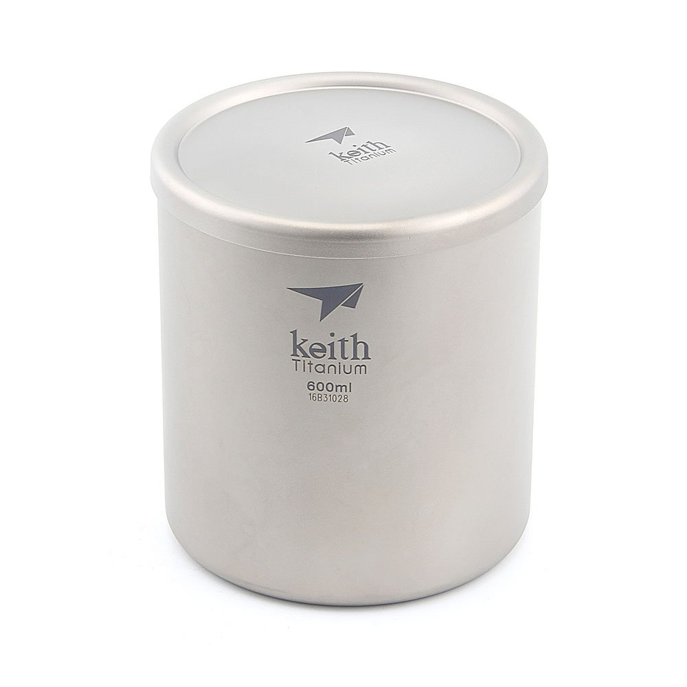 Keith 220ml/600ml Titanium Mug Vacuum Cup Double Walled Ultralight Titanium Mugs Cups Lightweight Portable Camping Hiking (Ti3307-600ml)