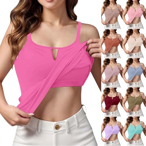 Tank Tops with Built in Bras for Women Spring Casual Cute Sport Camisole Summer Spaghetti Strap Workout Yoga Shirt Clothes