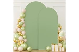FUHSY Wedding Arch Cover Spandex Fitted Sage Green 6FT, 7.2FT Arch Backdrop Set of 2 Arch Backdrop Covers Chiara Backdrop Stands Cover for Parties Wedding Arch Frame Cover for Birthday Bachelorette