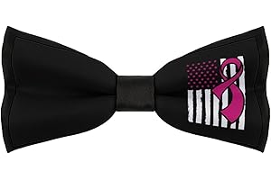 Awareness Ribbon Breast Cancer Flag Adjustable Bowties for Men Pre-Tied Bow Tie Formal Neck Ties for Business Party Wedding