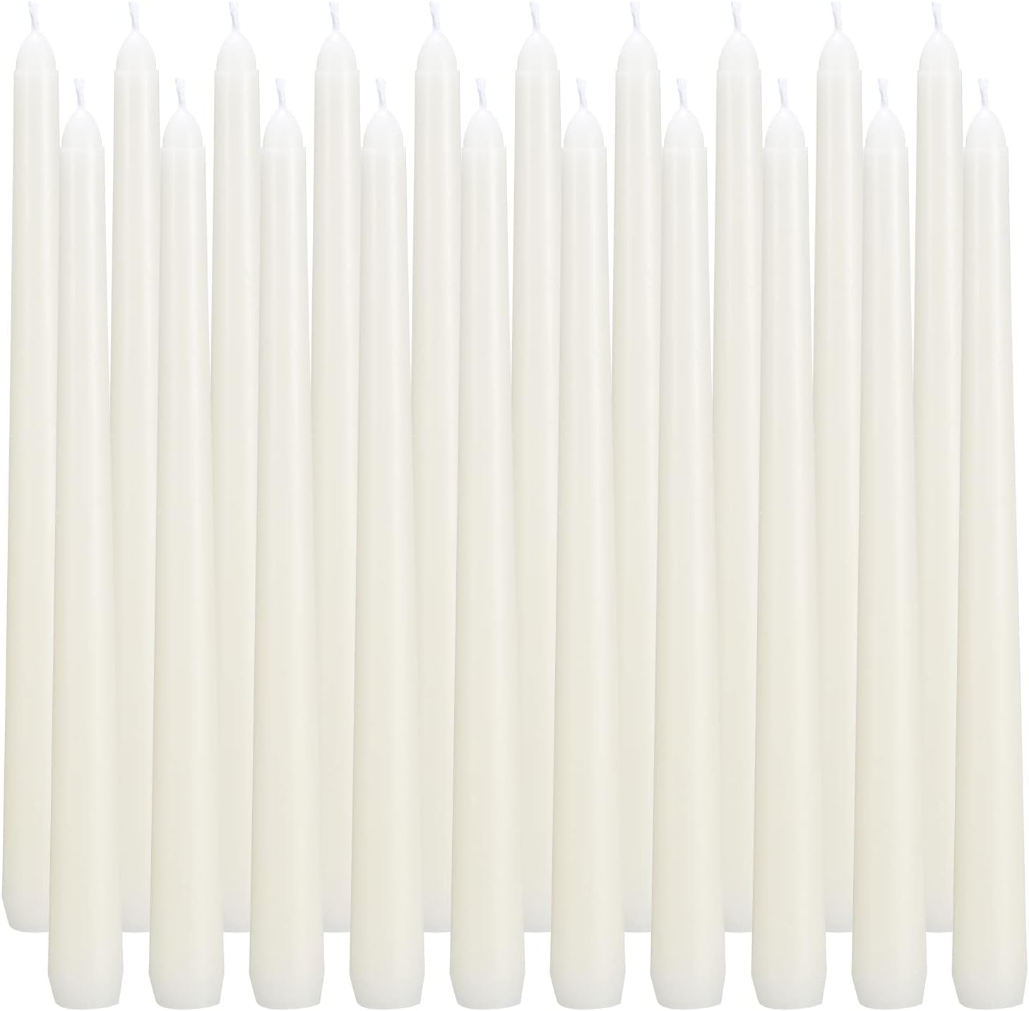 Home Décor - flamecan Ivory Taper Candles, Set of 20 Unscented and Smokeless 10 Inch Taper Candles Long Burning, Paraffin Wax with Cotton Wicks for Burning Approxinately 7-8 Hours Time