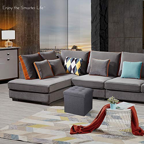 Vigamimn 15" Cube Ottoman Stool Folding Storage Ottoman Foot Rest Stool