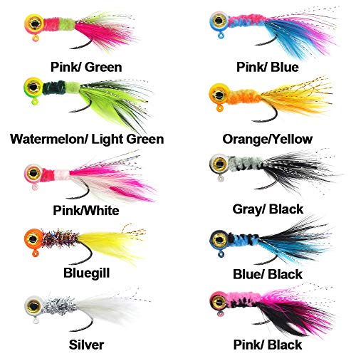 CrappieJigMarabouFeatherJigsforCrappieFishingLures kit 50 Pack