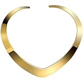 Forleiton 18K Gold Plated Necklace Love Choker Heart Shape Women Statement Jewelry Wide Choker Necklace Sparkly Collar Necklaces