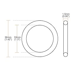 uxcell Fluorine Rubber O-Rings, 36mm OD 33mm ID