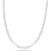 LeCalla Solid 925 Sterling Silver Necklace 4.6MM Italian Paperclip Link Chain Necklace for Women Men, Made in Italy (18, 20, 24, 36 Inches)