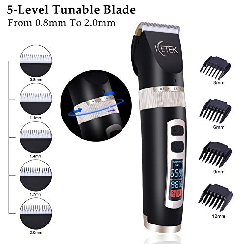 ICETEK Hair Clipper, Mens Beard Trimmer Cordless Hair Trimmer for Men Hair Cutting Kit Men\'s Grooming Kit Rechargeable with LED Display