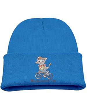 Bicycle and Cat Cartoon Kids Beanie Cute Hats