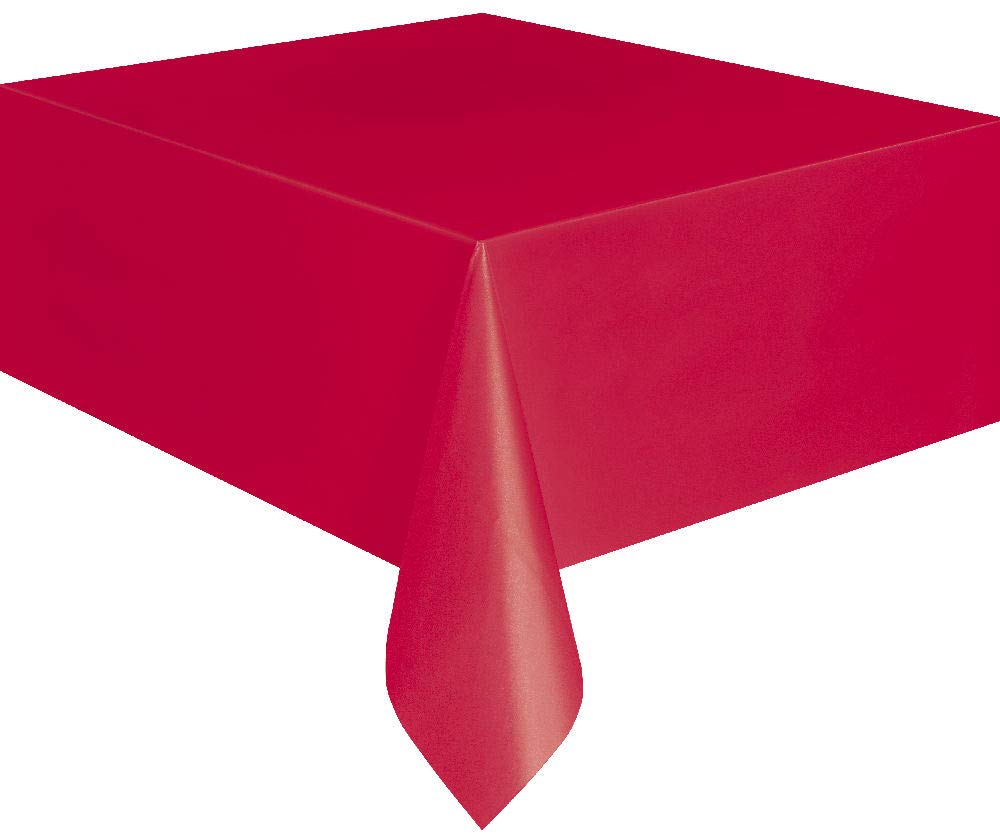 Unique Party 4070520 Plastic Disposable Party Tablecloth, Red