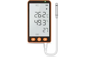 CHNADKS Temperature Humidity Data Logger with External Probe, High Accuracy Thermometer Hygrometer for Refrigerator, Cold Storage, Lab - USB Export & Long Battery Life