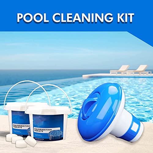 Swimming Chlorine Tablets, 500g Pool Chlorine Tablets with Chlorine Tablets Floater Pool Supplys Chlorinating Tablets Above Ground Pool Accessories for Swimming Pools Hot Tubs Spas